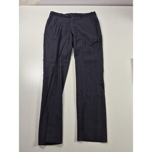 Peter Millar Dress Pants Mens 32x30 Blue Plaid Flat Front Office Business